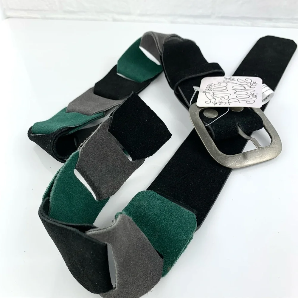 NEW! Free People Suede Link Joplin Belt Black/Noir Green Size S/M $48